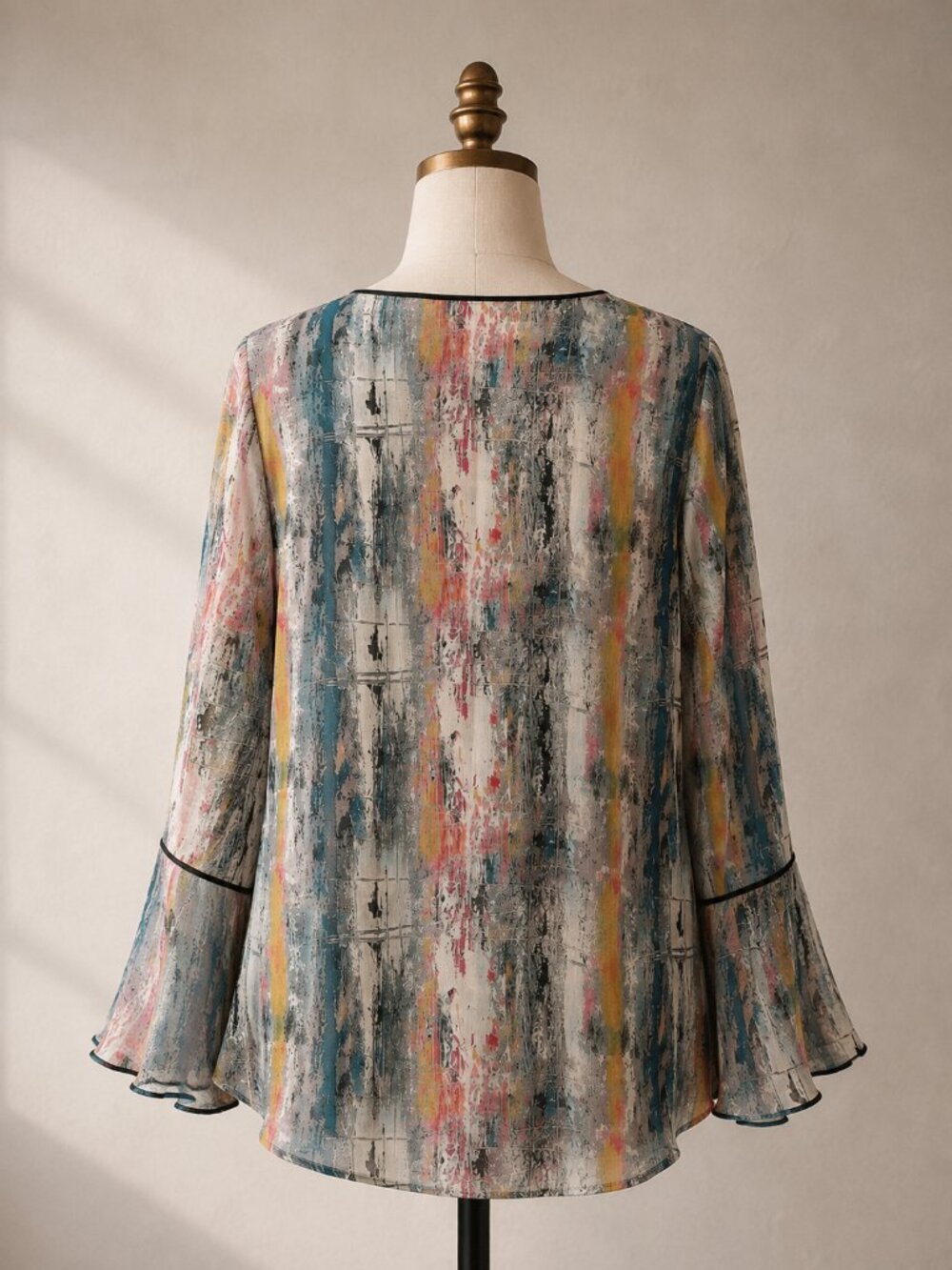 Tolani Silk Abstract Paint Splatter Blouse L - Picture 3 of 6